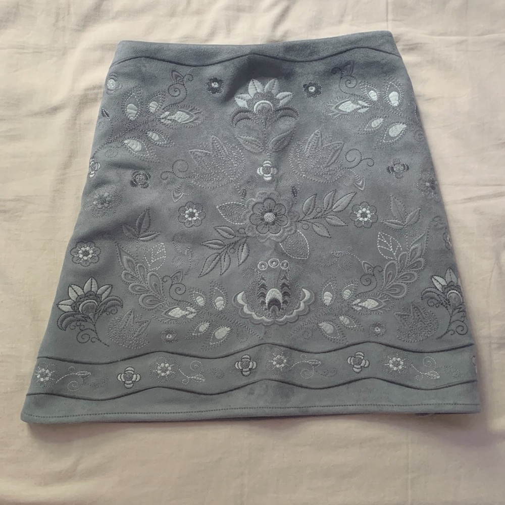 Versona Embroidered Suede Skirt